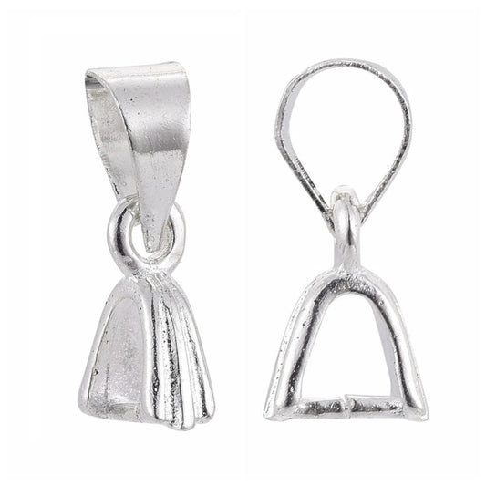 Silver Plated 12mm Pinch Bails with Scallop design – Pack of 10