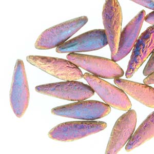 Czech Glass Dagger Beads 5x16mm – Strand of 25 – Etched Crystal Sliperet