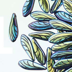 Czech Glass Dagger Beads 5x16mm – Strand of 25 – Jet Laser Wing