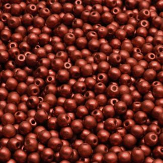 3mm Pressed Glass Round Beads - Pack of 100 - Red Metallic Matte
