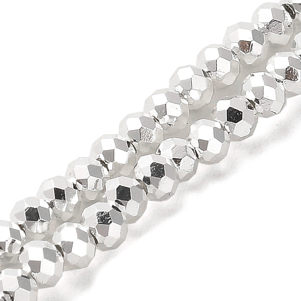 2.5x3mm Crystal Rondelle Bead Strand – Approx 130 Beads – Full Labrador Silver