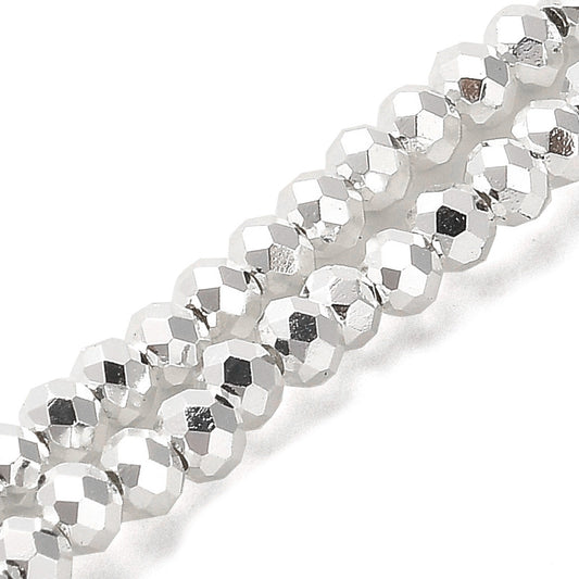2.5x3mm Crystal Rondelle Bead Strand – Approx 130 Beads – Full Labrador Silver