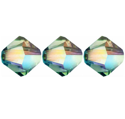 4mm Preciosa Bicones - Emerald AB - Pack of 30