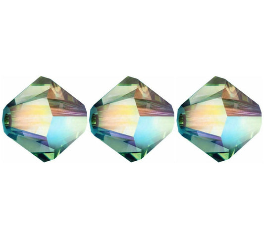 4mm Preciosa Bicones - Emerald AB - Pack of 30