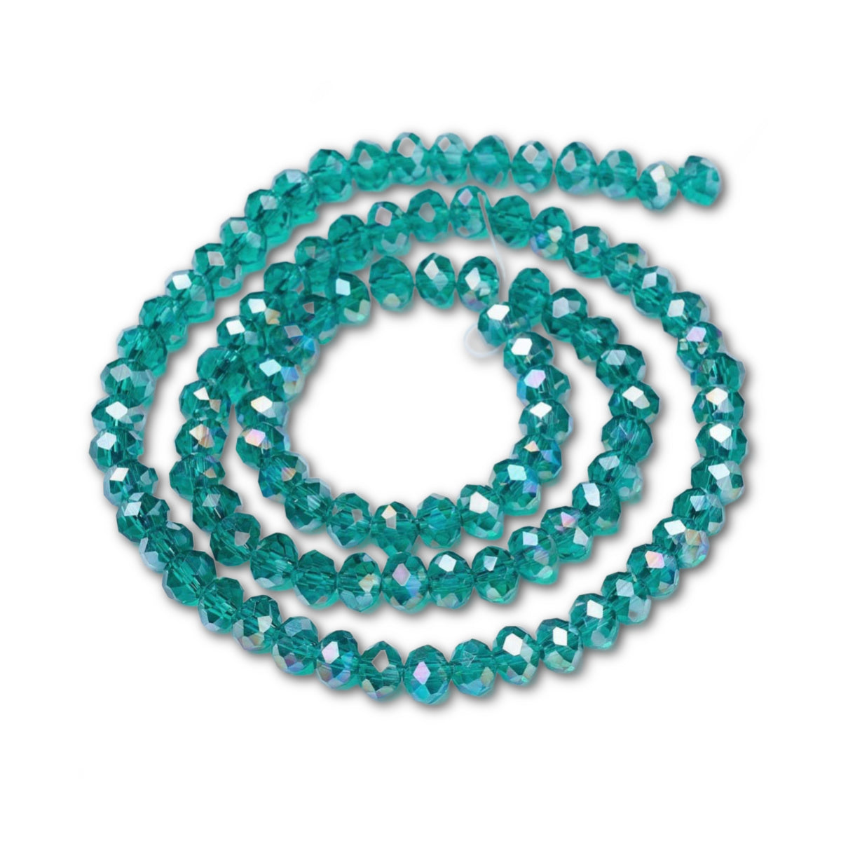 6x8mm Crystal Rondelle Bead Strand – Approx 70 Beads – Emerald Shimmer