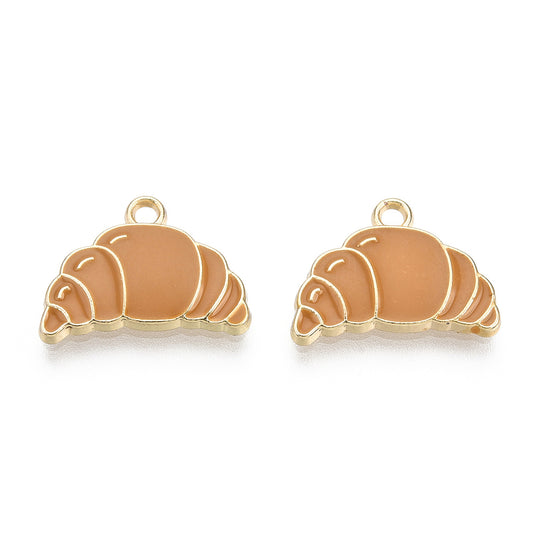 Gold Plated Enamel Croissant Charm - 12x17mm - Pack of 2
