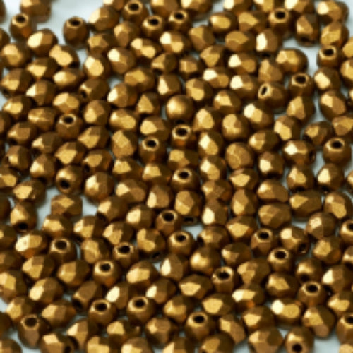 3mm Czech Fire Polish 00030/01740 - Matte Brass x 100