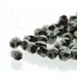 2mm True2 Firepolish Beads x 100 – Jet Hematite