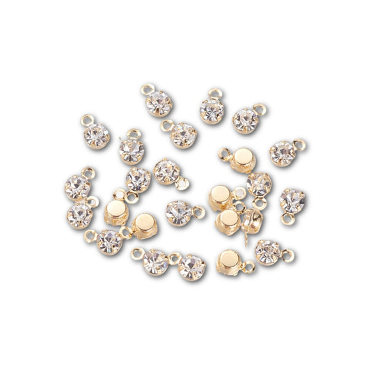 3.5mm 18k Gold Plated Crystal Charm - Pack of 5