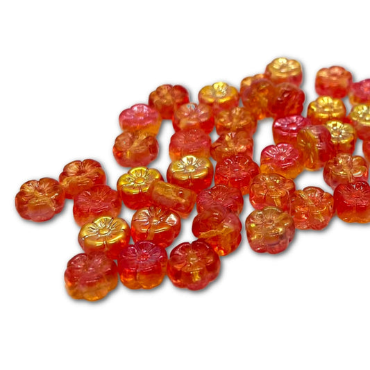 9mm Mallow Flower Beads - Pack of 10 - Fireopal AB