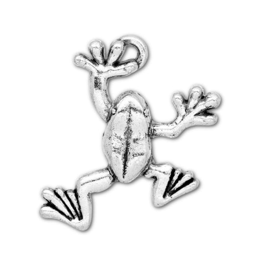 Antique Silver Frog Charm 25x19mm - Pack of 2
