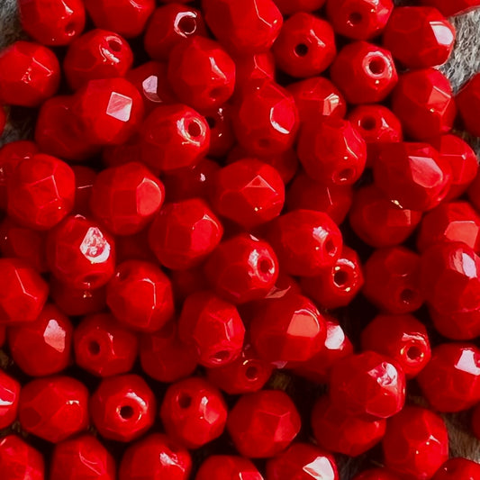 6mm Czech Fire-Polish – 93210 – Opaque Deepest Red x 100