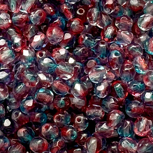 4mm Czech FirePolish – Dual Coated Fuchsia Sapphire x 100