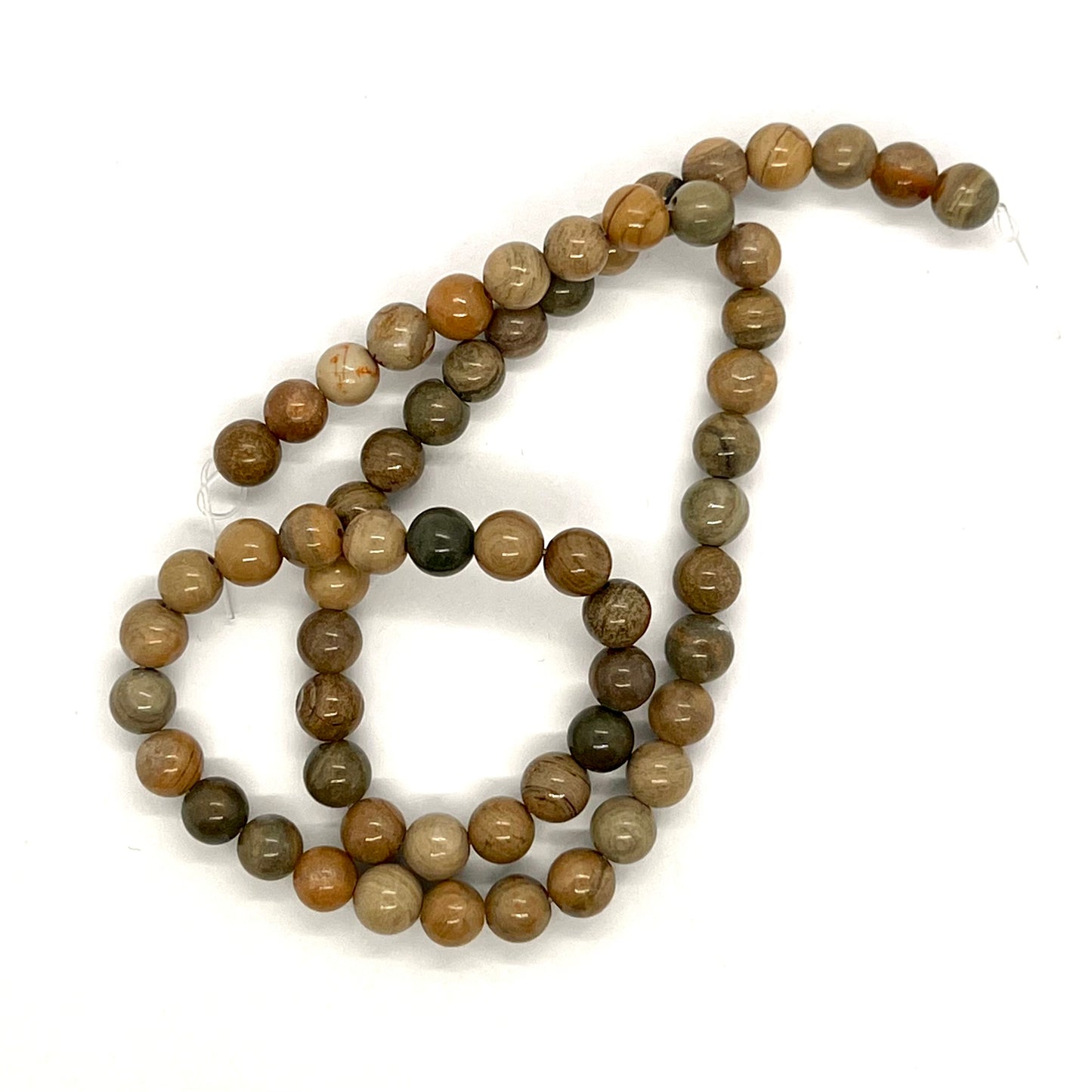 6mm Polished Silver Leaf Jasper Round Bead Strand – Approx 60 beads