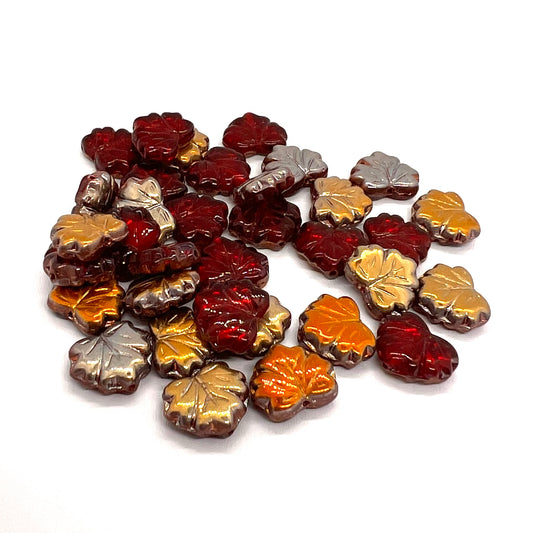 13x11mm Maple Leaf Beads - Pack of 10 - Siam Capri Gold
