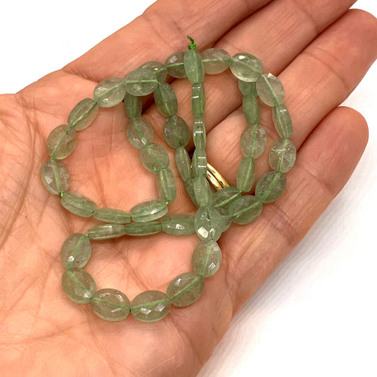 8x6mm Natural Green Aventurine Oval Facted Bead Strand – Approx 45 Beads