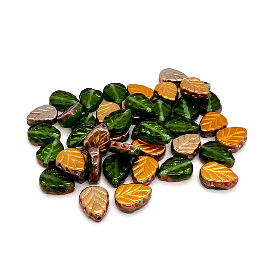 10x8mm Mint Leaf Beads - Pack of 10 - Emerald Capri