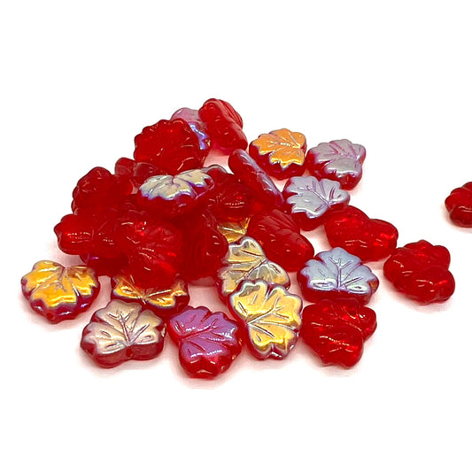 13x11mm Maple Leaf Beads - Pack of 10 - Siam AB