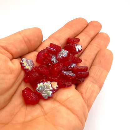 13x11mm Maple Leaf Beads - Pack of 10 - Siam AB