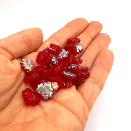 13x11mm Maple Leaf Beads - Pack of 10 - Siam AB