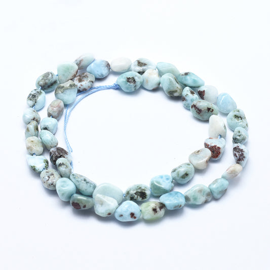 5-8mm Natural Larimar Nugget Bead Strand - Approx 14 Inches