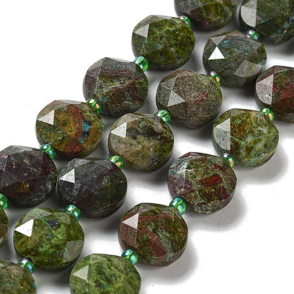 Natural Faceted Dragon Blood Jasper Gemstone Bead Strand