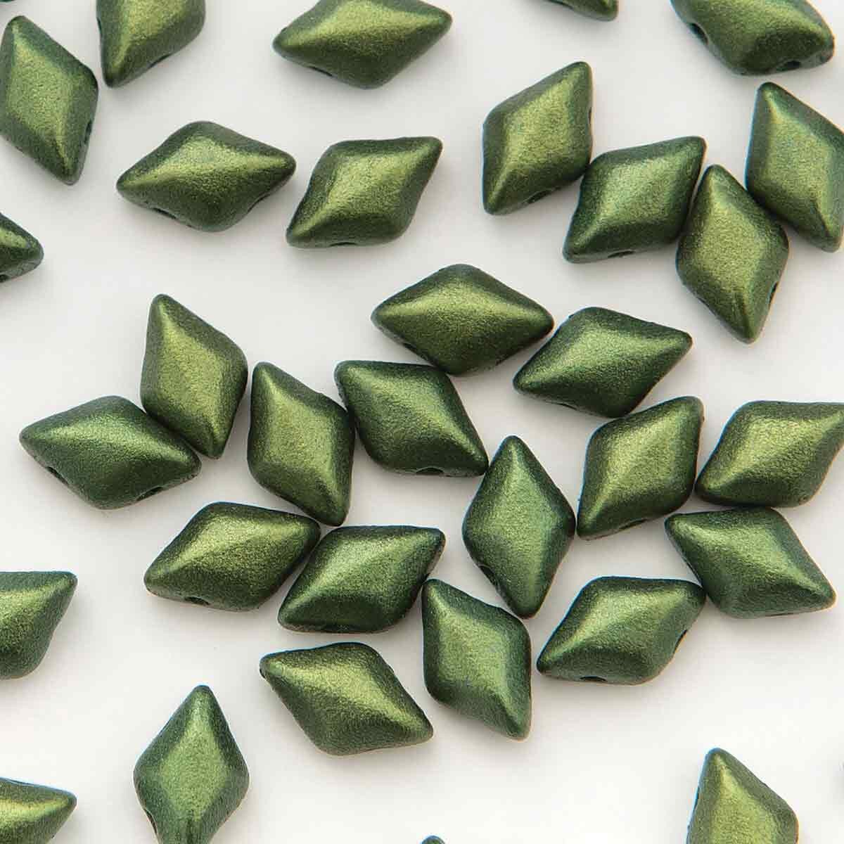 GemDuo 2-Hole 5x8mm – Gold Shine Dark Olive – 5g