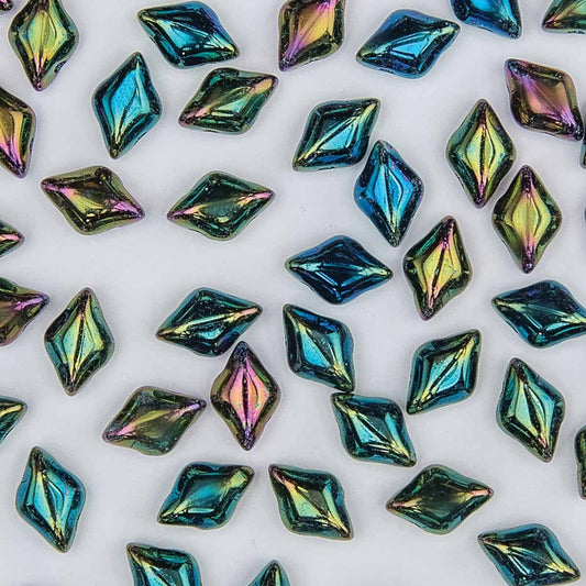 GemDuo 2-Hole 5x8mm – Jet Green Iris – 5g