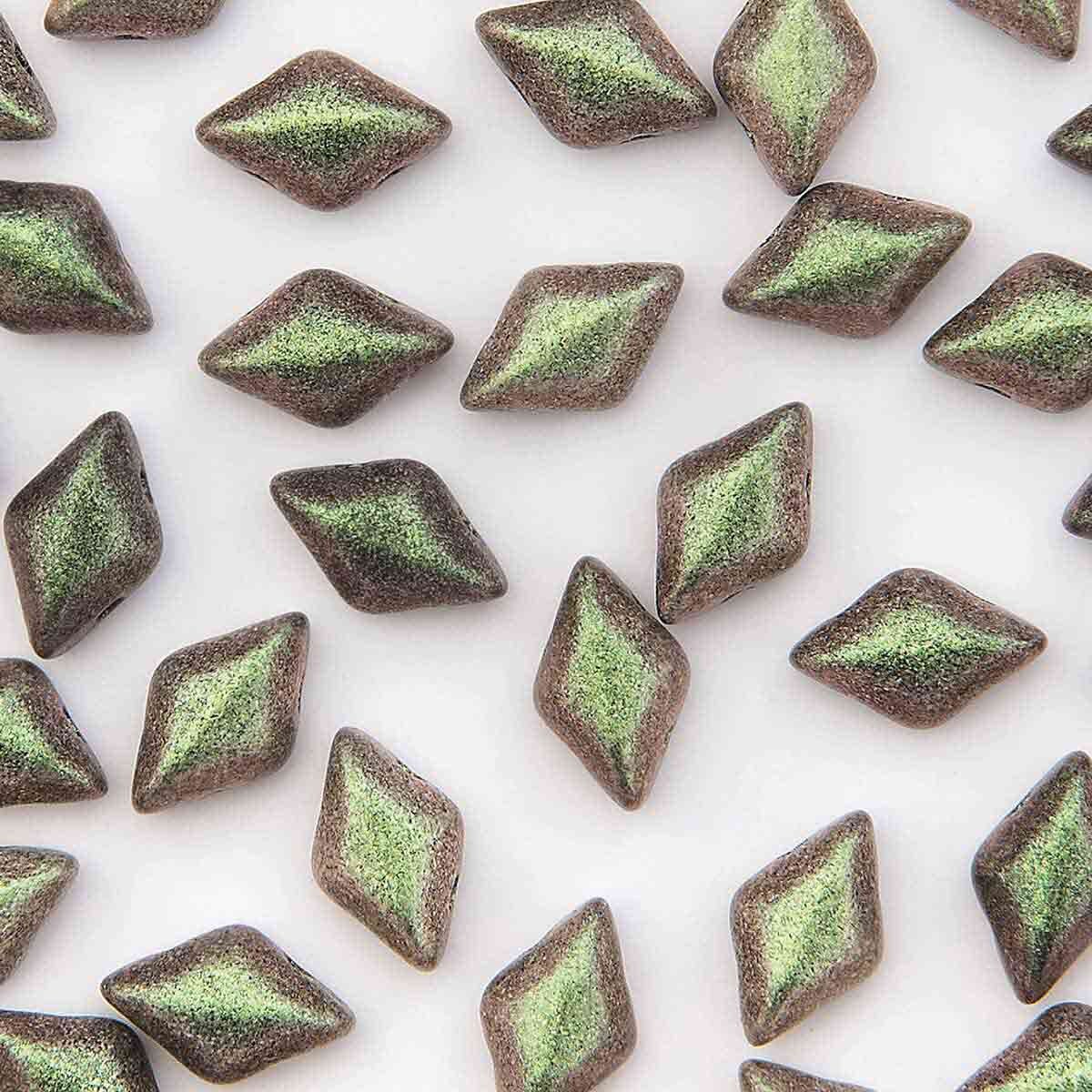 GemDuo 2-Hole 5x8mm – Polychrome Sage and Citrus – 5g