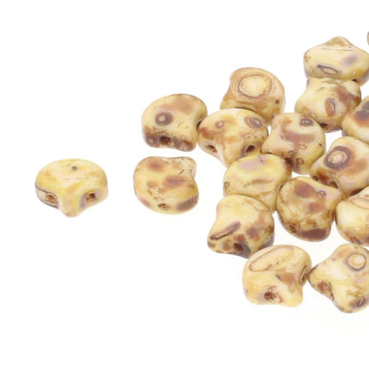 Ginko Beads 7.5mm - 10g Pack (approx 35 beads) - Chalk Dark Travertine