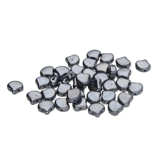 Ginko Beads 7.5mm - 10g Pack (approx 35 beads) - Jet Hematite