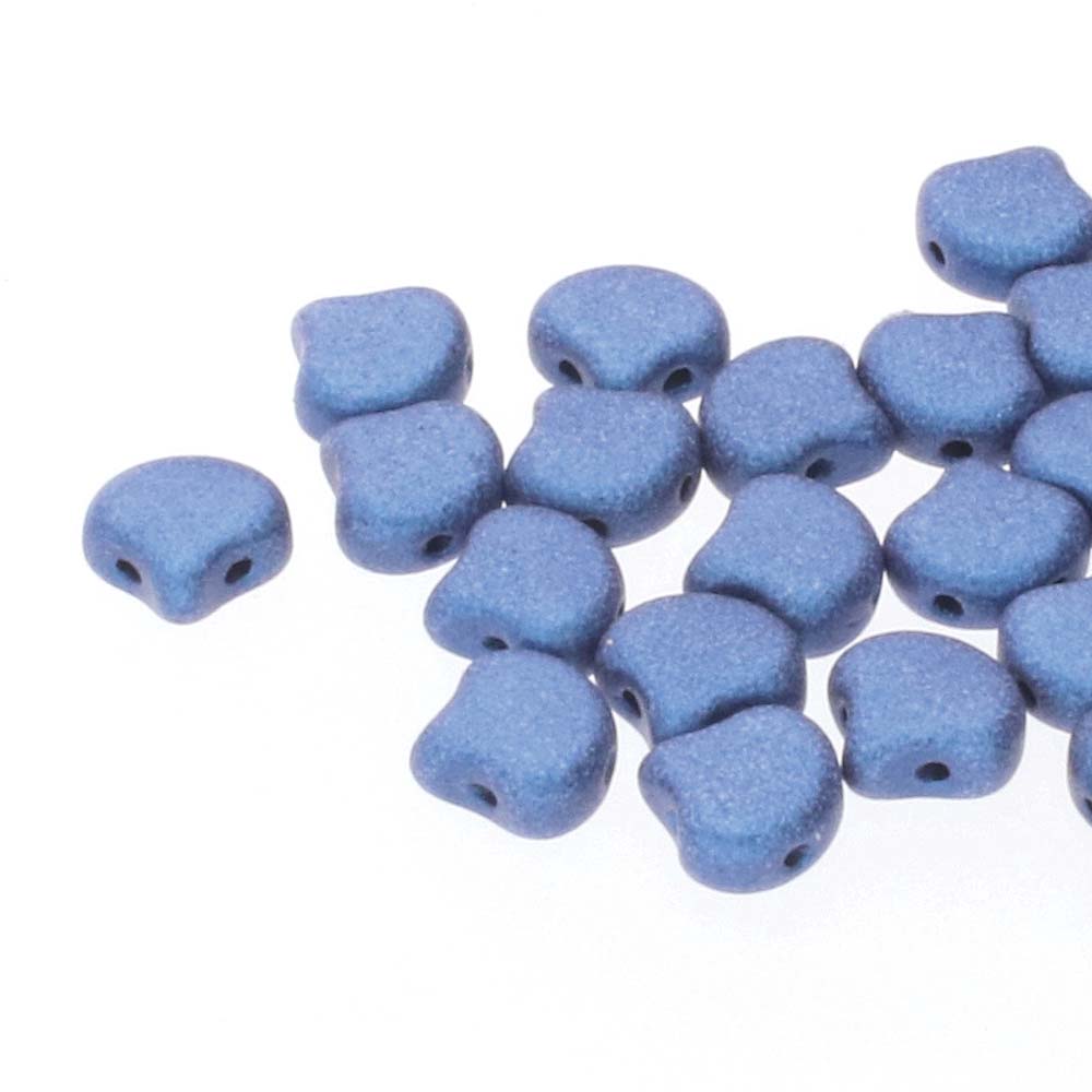 Ginko Beads 7.5mm - 10g Pack (approx 35 beads) - Metallic Suede Blue