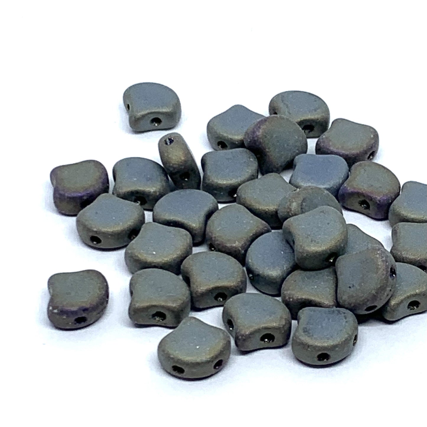 Ginko Beads 7.5mm – 10g Pack (approx 35 beads) – Jet Brown Iris Matte