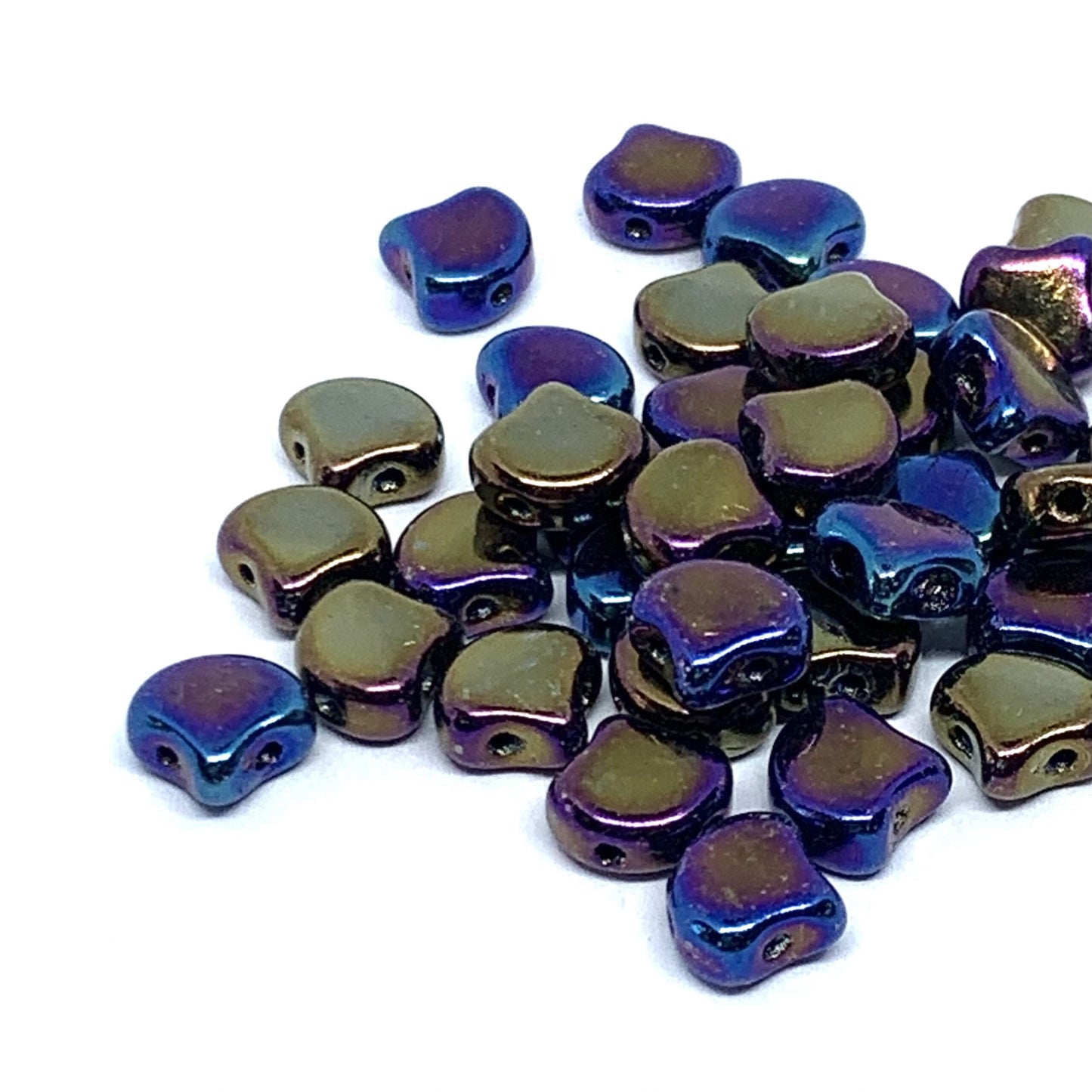 Ginko Beads 7.5mm – 10g Pack (approx 35 beads) – Jet Rainbow Iris