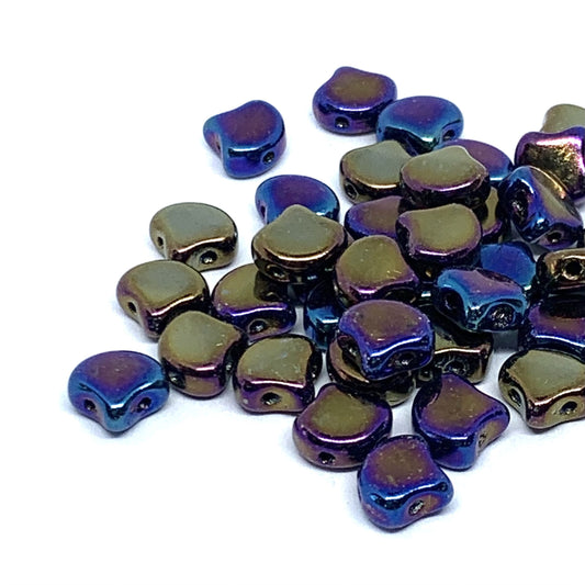 Ginko Beads 7.5mm – 10g Pack (approx 35 beads) – Jet Rainbow Iris