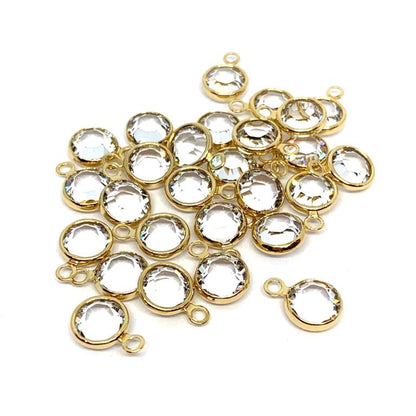 Gold Plated Preciosa Birthstone Channel Charm – 6mm – Crystal (April Birthstone)