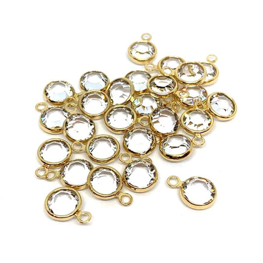 Gold Plated Preciosa Birthstone Channel Charm – 6mm – Crystal (April Birthstone)