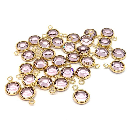 Gold Plated Preciosa Birthstone Channel Charm – 6mm – Light Amethyst (June Birthstone)