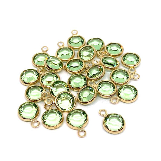 Gold Plated Preciosa Birthstone Channel Charm - 6mm - Peridot (August Birthstone)