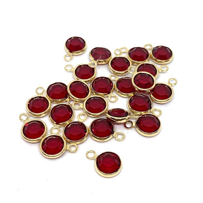Gold Plated Preciosa Birthstone Channel Charm – 6mm – Siam (January Birthstone)