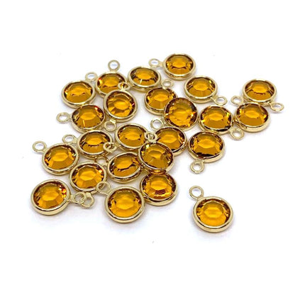 Gold Plated Preciosa Birthstone Channel Charm – 6mm – Topaz (November Birthstone)