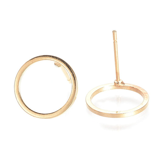 18k Gold Plated Open Circle Hoop Earring Finding – Pair