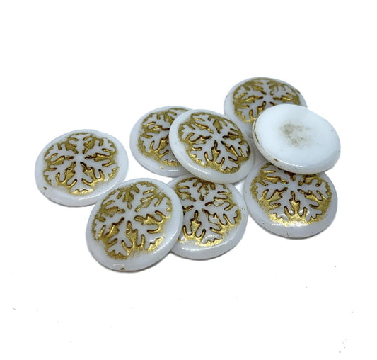 Czech Glass Snowflake Cabochon 21mm - Gold