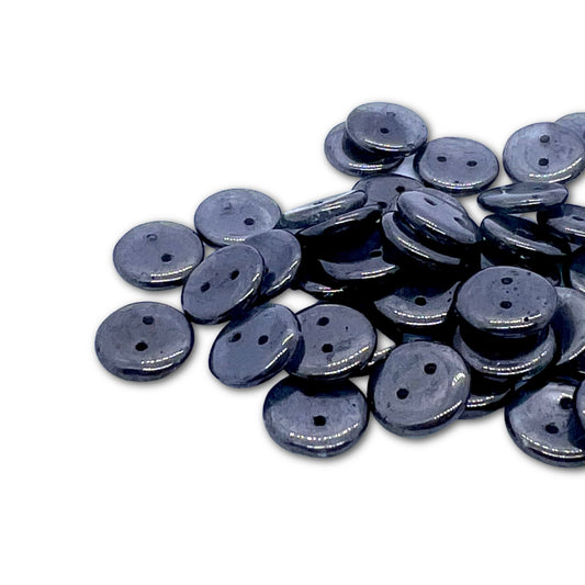 Jablonex Recycled - 12mm Glass Buttons - Dark Grey Luster - Pack of 10
