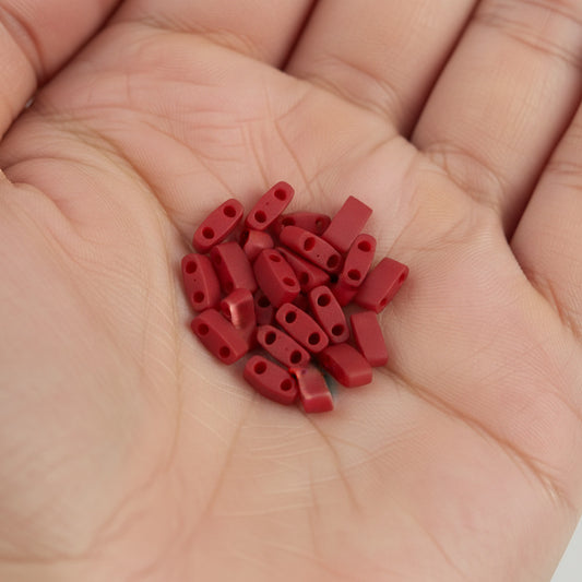 Miyuki Half Tila Beads - 5g Bag - Matte Metallic Dark Maroon