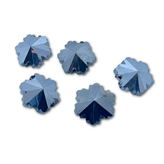 13mm Crystal Snowflake Beads – Pack of 5 - Hematite