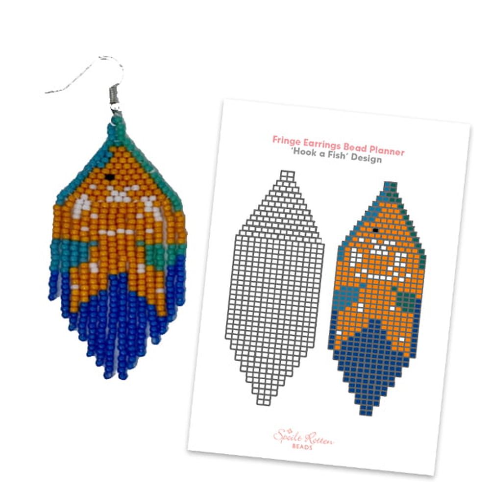 Hook a Fish Fringe Earring Pattern - Instant Download or Printed Copy