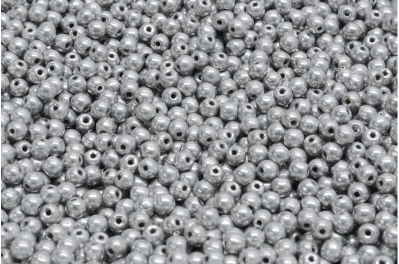 3mm Pressed Glass Round Beads - Pack of 100 - Silver