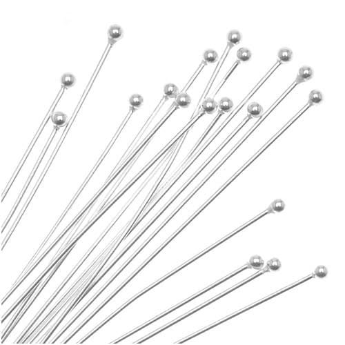 1.8 Inch (4.55cm) Silver Plated Ball Pins 0.5mm – Pack of 50