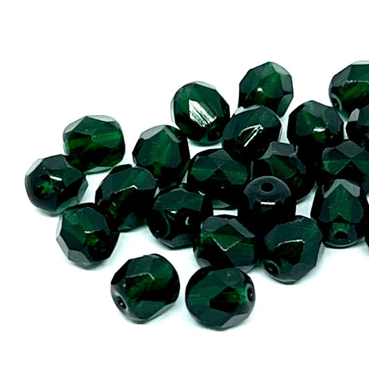 6mm Czech Fire-Polish – 50740 – Dark Emerald x 100
